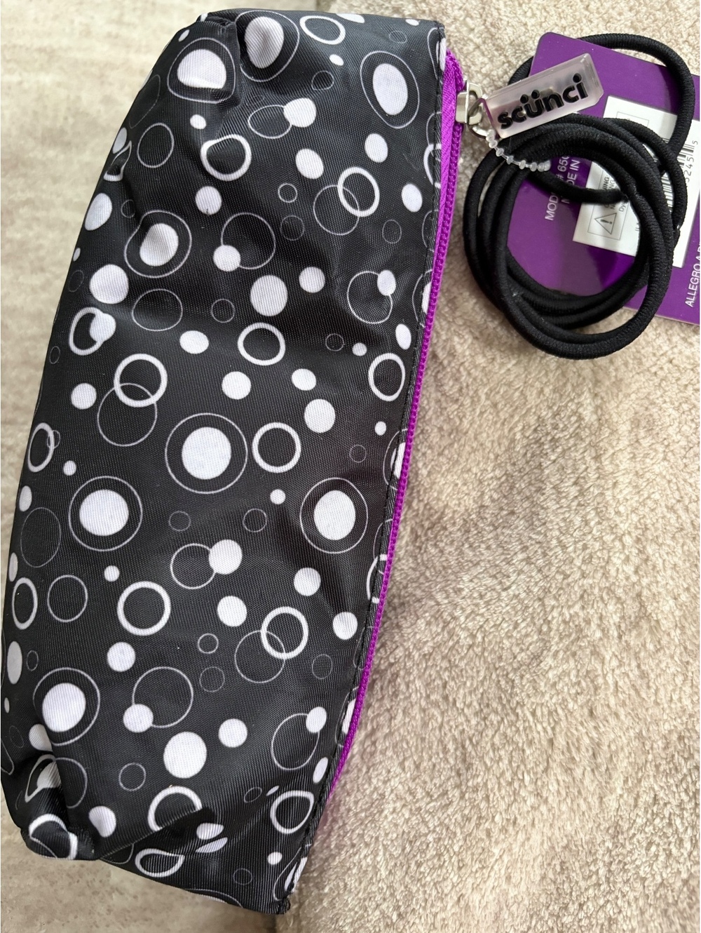 NWT travel case and ponytail holders